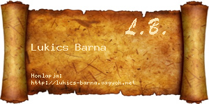 Lukics Barna névjegykártya